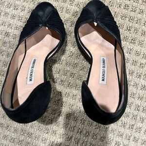 Manolo Blahnik suede peep-toe heels